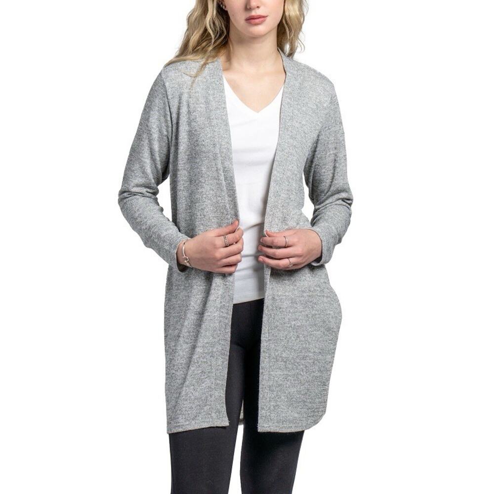 Hello Mello Weightless Lounge Cardigan Small Gray Open Front Long Sweater